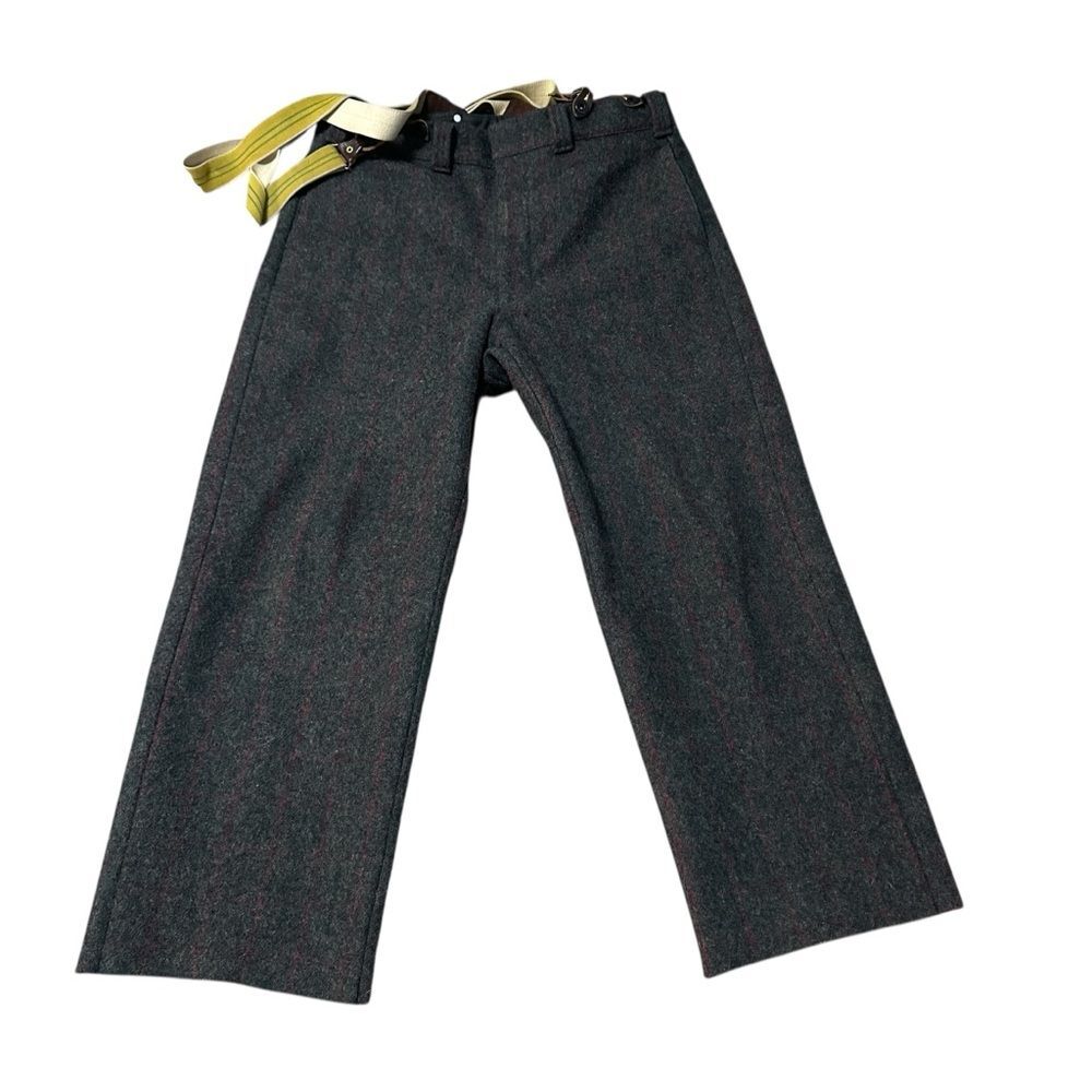 VTG Woolrich Wool Hunting Trousers w/ Suspenders Men’s 38 Charcoal Tweed USA